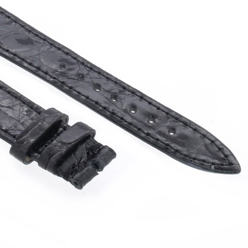 Cinturino Coccodrillo Nero Lucido 18/14 mm B25B  forma classica