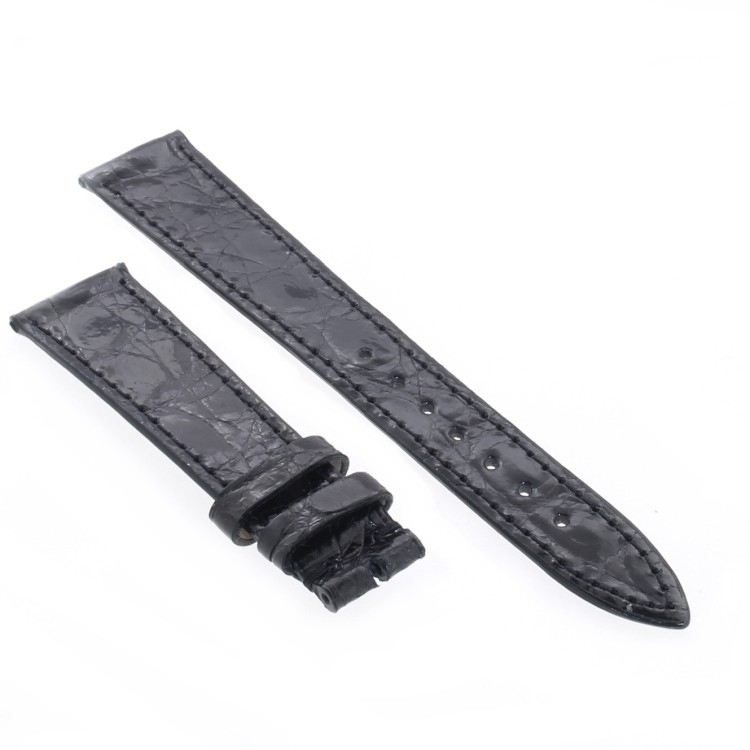 Cinturino Coccodrillo Nero Lucido 18/14 mm B25B  forma classica