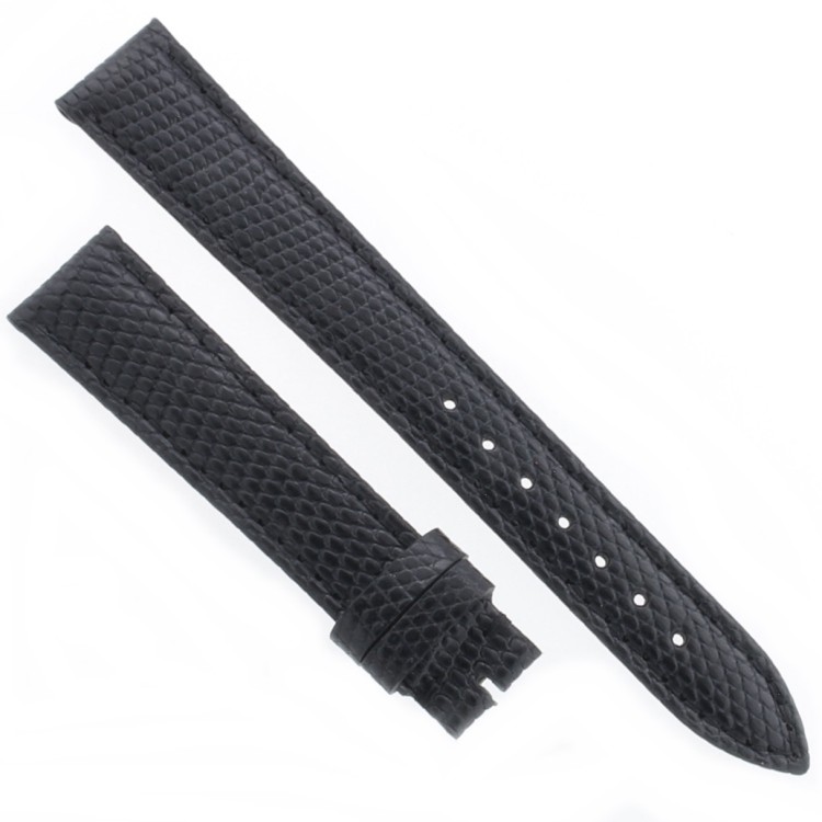Cinturino Lucertola Nero Semilucido 16/14 Piatto B30B forma classica