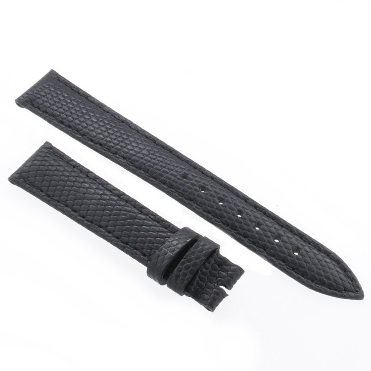 Cinturino Lucertola Nero Semilucido 16/14 Piatto B30B forma classica