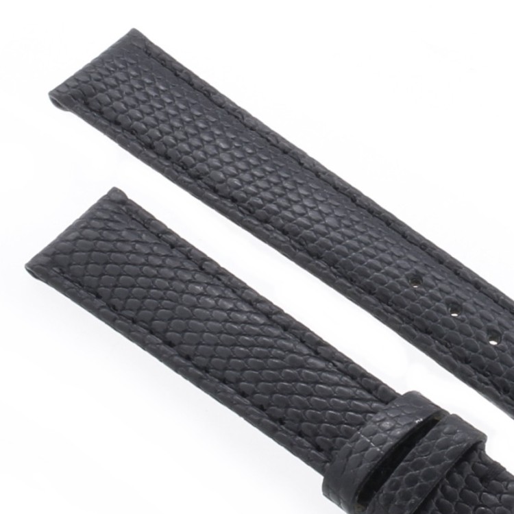Cinturino Lucertola Nero Semilucido 16/14 Piatto B30B forma classica