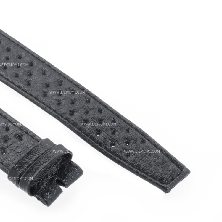 Longines Cinturino Vintage Pelle Nero Forato Martellato Opaco 19/16 mm spessore 3,3  mm