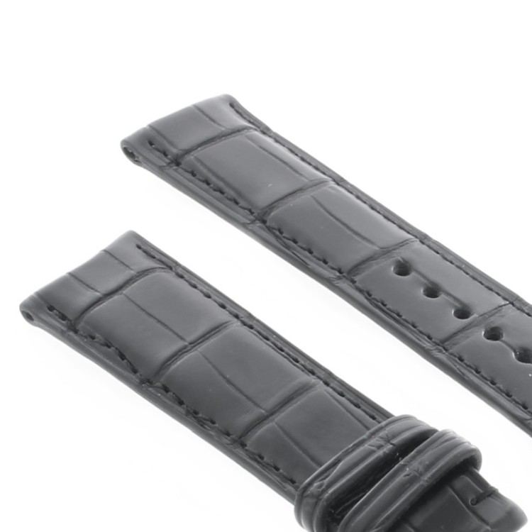 Cinturino Sartoriale Alligatore Nero opaco 20/18 mm B50NC ansa curva classico.