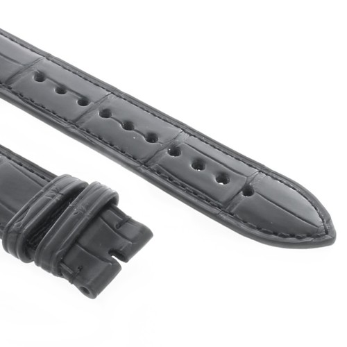 Cinturino Sartoriale Alligatore Nero opaco 20/18 mm B50NC ansa curva classico.