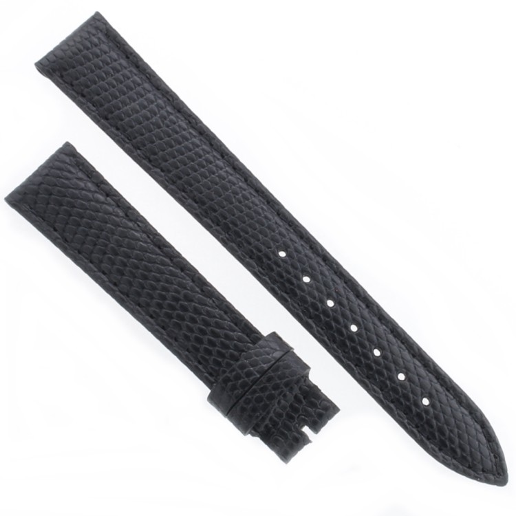Cinturino Lucertola Nero Semilucido 16/14 Piatto B30B forma classica