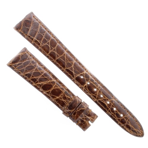 Cinturino Coccodrillo Marrone Testa di Moro Lucido 18/14 mm B20B  forma classica.
