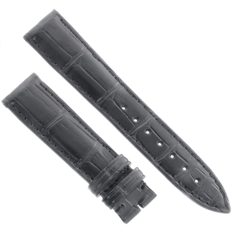Cinturino Sartoriale Alligatore Nero Opaco 19/16 mm B45N classico.