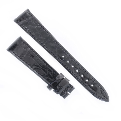 Cinturino Coccodrillo Nero Lucido 18/14 mm B25B  forma classica