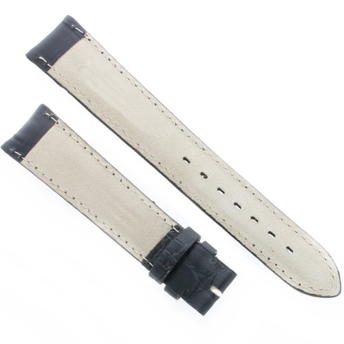 Cinturino Sartoriale Alligatore Nero Opaco 19/16 mm B50B classico.