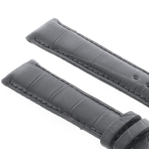 Cinturino Sartoriale Alligatore Nero Opaco 19/16 mm B50B classico.