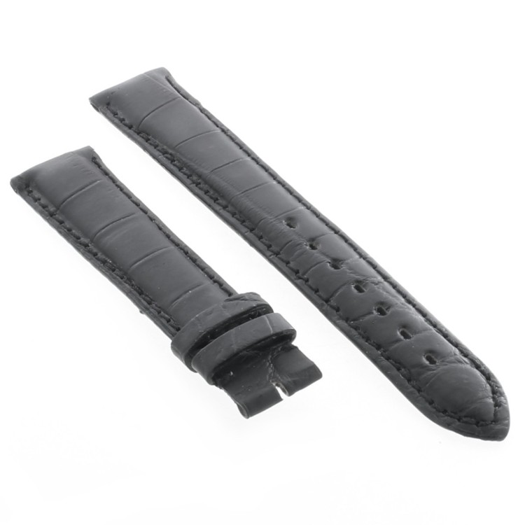 Cinturino Sartoriale Alligatore Nero Opaco 19/16 mm B50B classico.