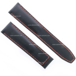 Tag Heuer Cinturino Carrera Pelle Nero Aftermarket Compatibile 20/18 mm cuciture rosse fibbia sottile