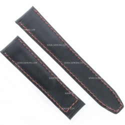 Tag Heuer Cinturino Carrera Pelle Nero Aftermarket Compatibile 20/18 mm cuciture rosse fibbia sottile 2
