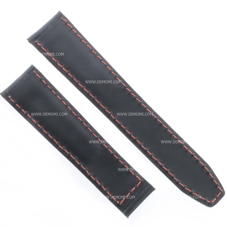 Tag Heuer Cinturino Carrera Pelle Nero Aftermarket Compatibile 20/18 mm cuciture rosse fibbia sottile