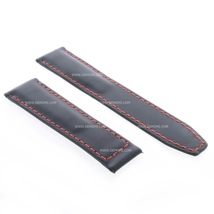 Tag Heuer Cinturino Carrera Pelle Nero Aftermarket Compatibile 20/18 mm cuciture rosse fibbia sottile