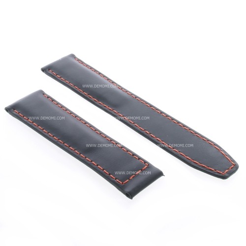 Tag Heuer Cinturino Carrera Pelle Nero Aftermarket Compatibile 20/18 mm cuciture rosse fibbia sottile