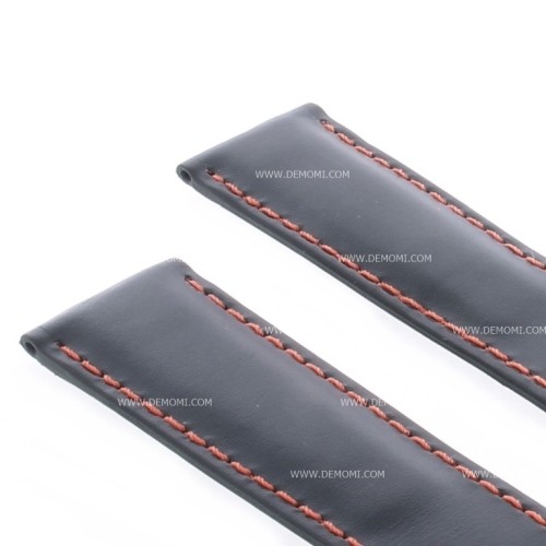 Tag Heuer Cinturino Carrera Pelle Nero Aftermarket Compatibile 20/18 mm cuciture rosse fibbia sottile