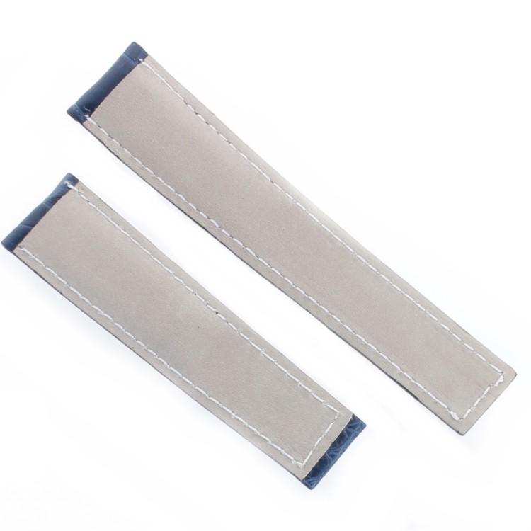 Tag Heuer Cinturino Monaco Alligatore Blu Aftermarket Compatibile 22/18 mm cuciture chiare