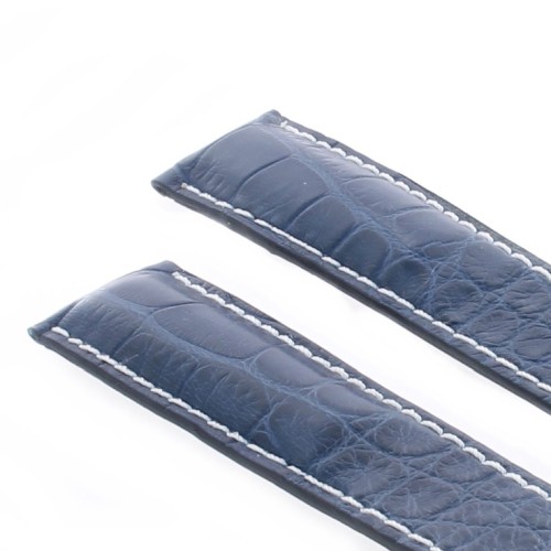 Tag Heuer Cinturino Monaco Alligatore Blu Aftermarket Compatibile 22/18 mm cuciture chiare