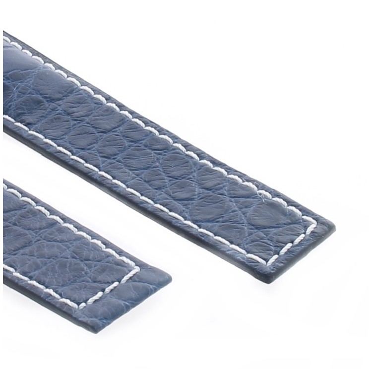 Tag Heuer Cinturino Monaco Alligatore Blu Aftermarket Compatibile 22/18 mm cuciture chiare