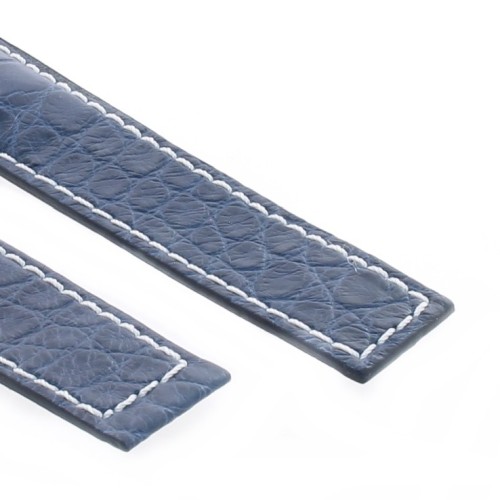 Tag Heuer Cinturino Monaco Alligatore Blu Aftermarket Compatibile 22/18 mm cuciture chiare