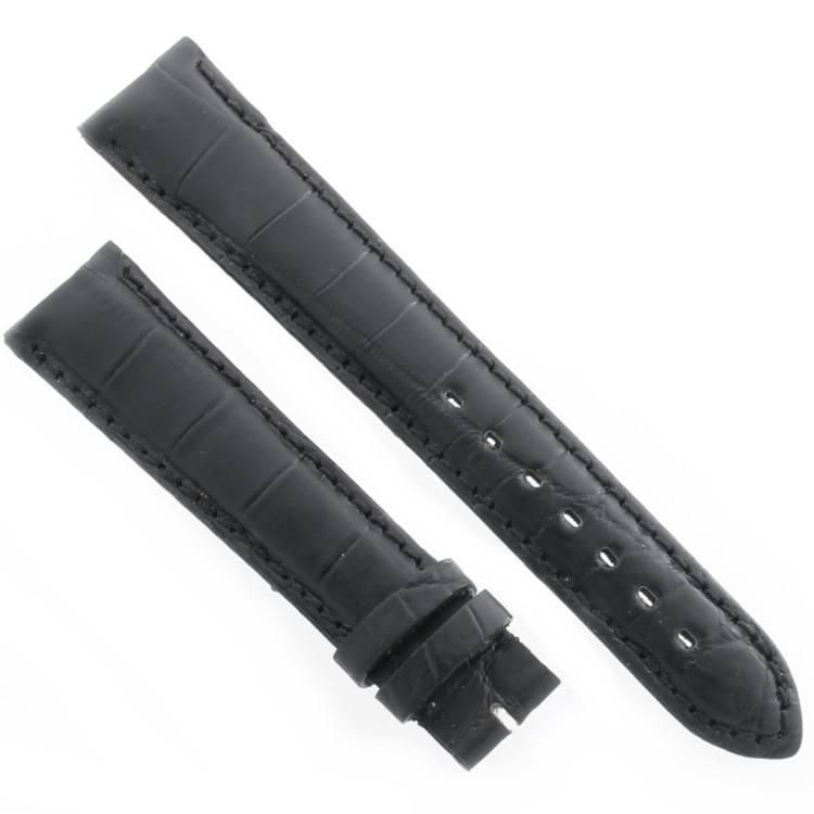 Cinturino Sartoriale Alligatore Nero Opaco 19/16 mm B50B classico.