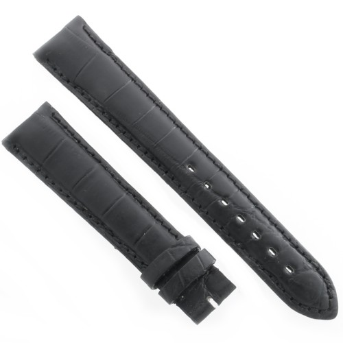 Cinturino Sartoriale Alligatore Nero Opaco 19/16 mm B50B classico.