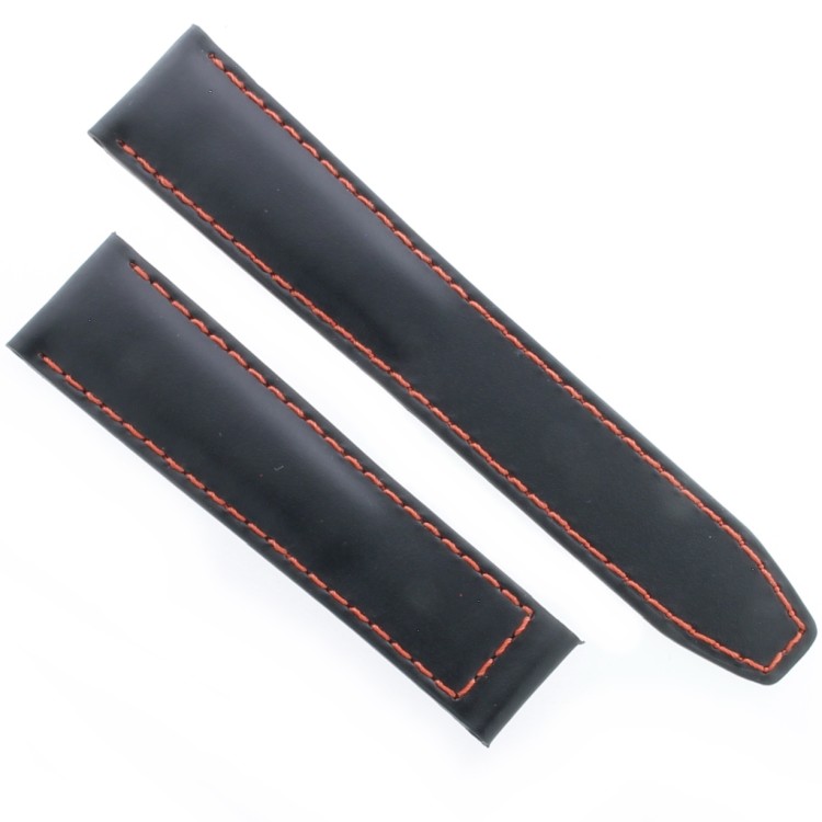 Cinturino Misure adatte a Tag Heuer Carrera Pelle Nero 20/18 mm Cuciture Rosse per chiusura sottile.