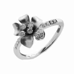 Anello Fiore Diamanti ct 0,19 F VVS Oro 18 kt 4,9 gr