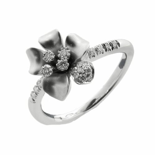 Anello Fiore Diamanti ct 0,19 Oro 18 kt