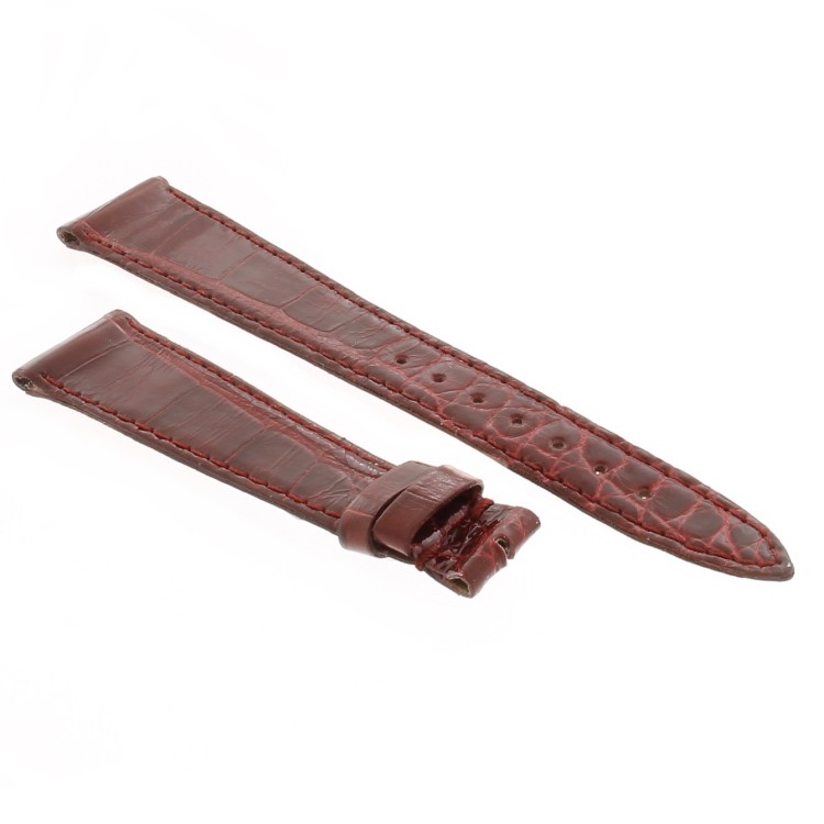 Cinturino Sartoriale Alligatore Rosso Bordeaux Lucido 20/14 mm B30B classico.