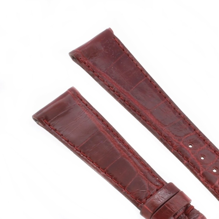 Cinturino Sartoriale Alligatore Rosso Bordeaux Lucido 20/14 mm B30B classico.
