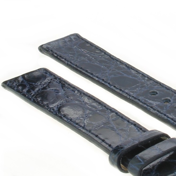 Cinturino Sartoriale Coccodrillo Blu 19/16 mm B30B classico.