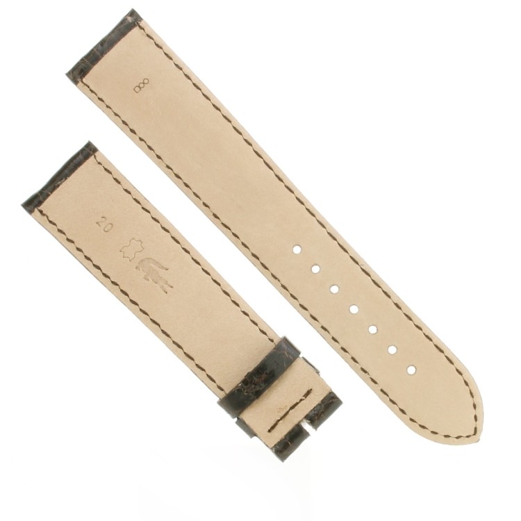 Cinturino Coccodrillo Marrone Moka Lucido 20/18 B37B forma classica