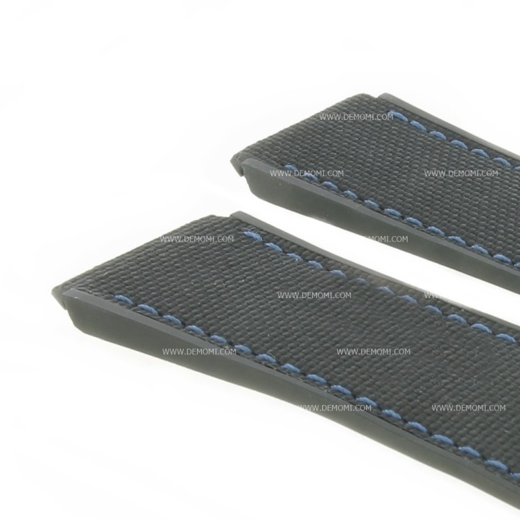 Zenith Cinturino 27.00.2322.916 Caucciù Nero 23/22 mm effetto cordura Defy 21 cuciture blu