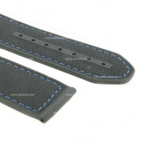 Zenith Cinturino Caucciù Nero 23/22 mm effetto cordura Defy El Primero 21  , 95.9002.9004 cucito blu