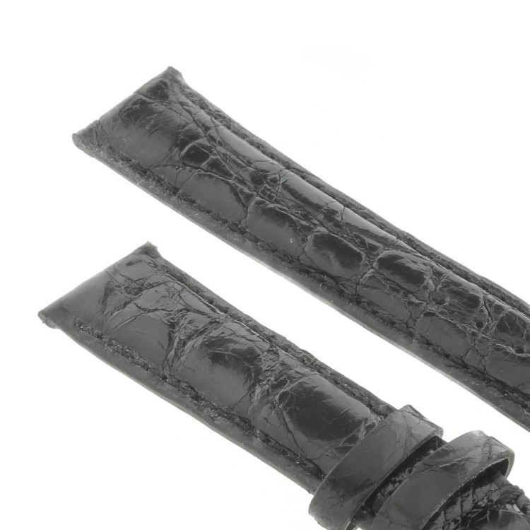 Cinturino Coccodrillo Nero Lucido 18/16  B37B forma classica