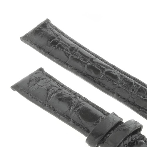 Cinturino Coccodrillo Nero Lucido 18/16  B37B forma classica