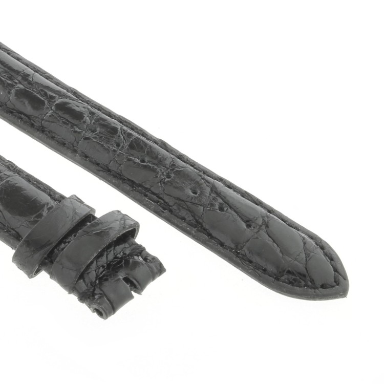 Cinturino Coccodrillo Nero Lucido 18/16  B37B forma classica