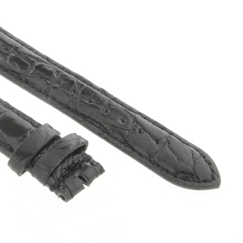 Cinturino Coccodrillo Nero Lucido 18/16  B37B forma classica