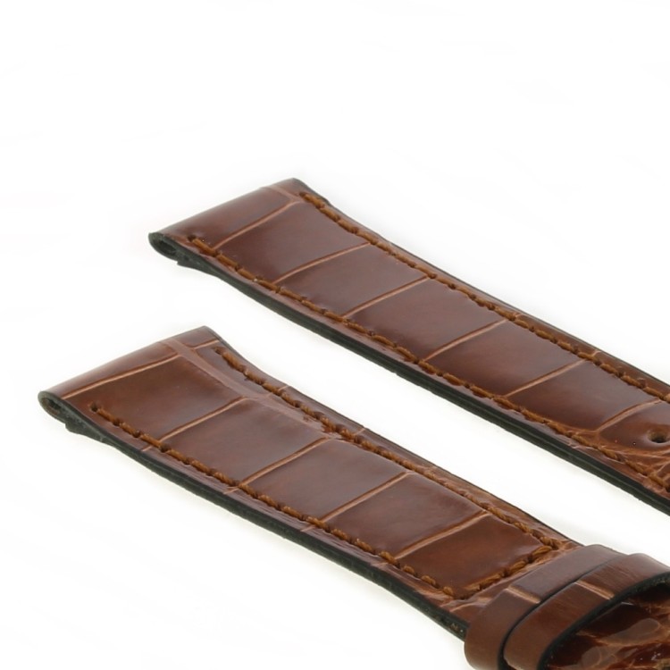 Cinturino Alligatore Marrone Gold Lucido 18/14 B35B forma classica