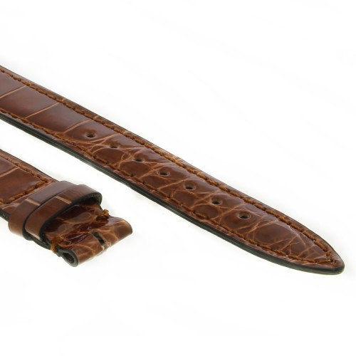 Cinturino Alligatore Marrone Gold Lucido 18/14 mm B35B forma classica