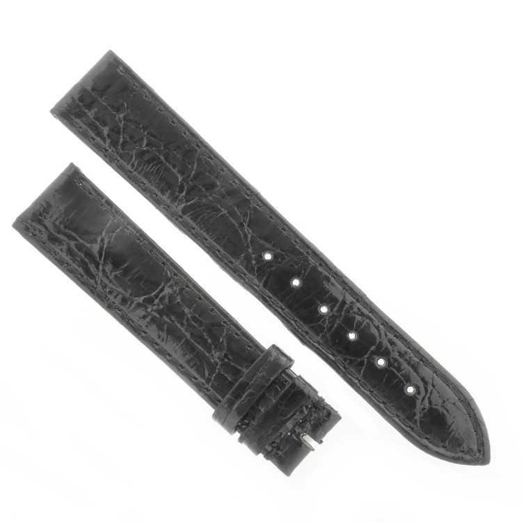 Cinturino Coccodrillo Nero Lucido Piatto 18/16 mm B30B forma classica
