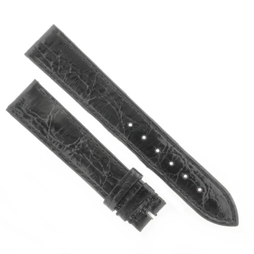 Cinturino Coccodrillo Nero Lucido Piatto 18/16 mm B30B forma classica