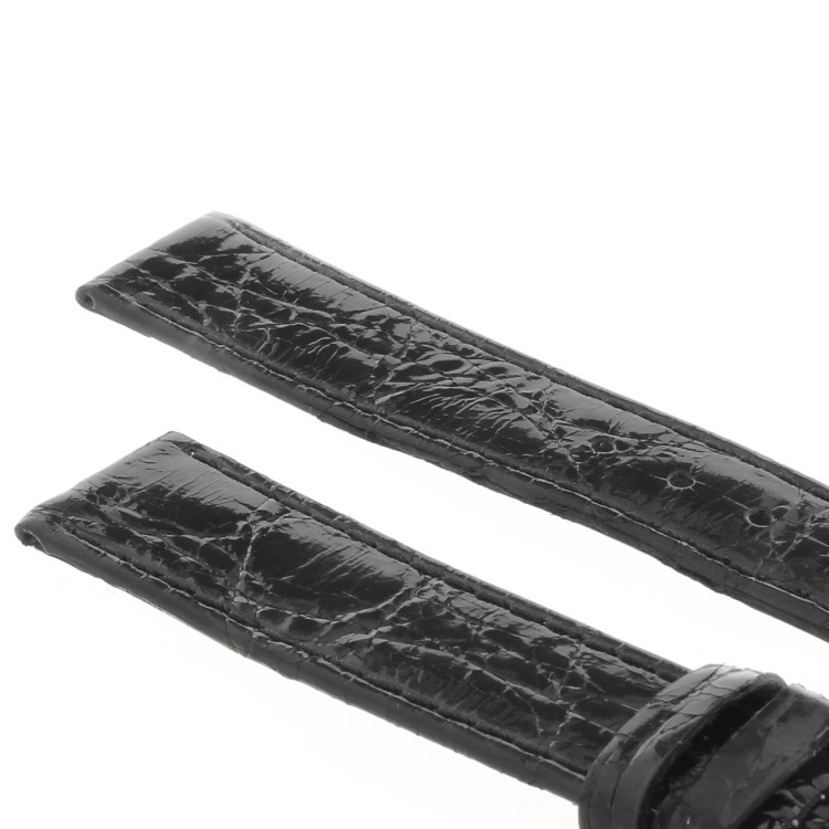 Cinturino Coccodrillo Nero Lucido Piatto 18/16 mm B30B forma classica