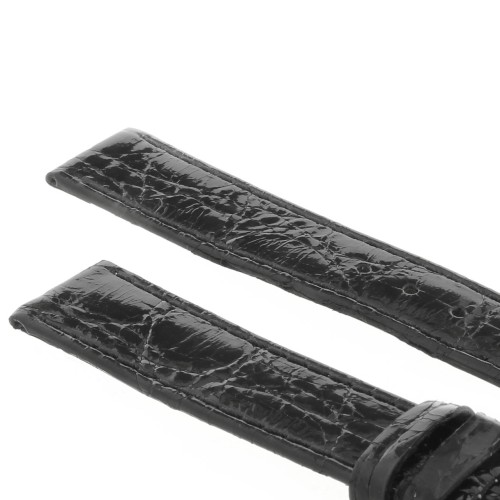 Cinturino Coccodrillo Nero Lucido Piatto 18/16 mm B30B forma classica