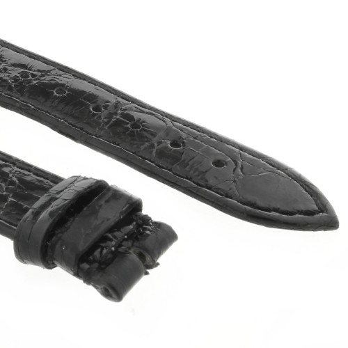 Cinturino Coccodrillo Nero Lucido Piatto 18/16 mm B30B forma classica