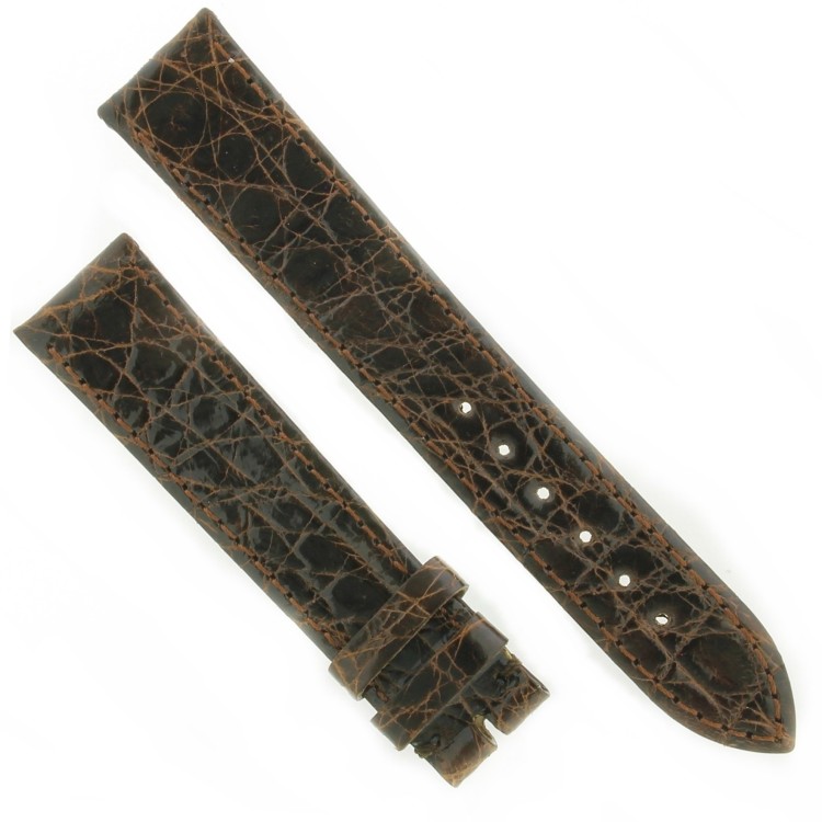 Cinturino Coccodrillo Marrone Testa di Moro Lucido Piatto 18/16 mm B30B forma classica