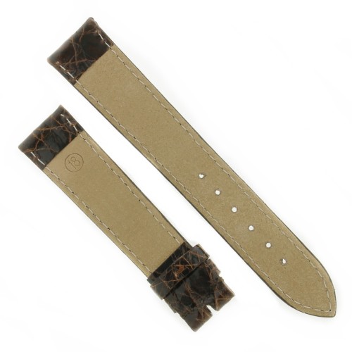 Cinturino Coccodrillo Marrone Testa di Moro Lucido Piatto 18/16 mm B30B forma classica
