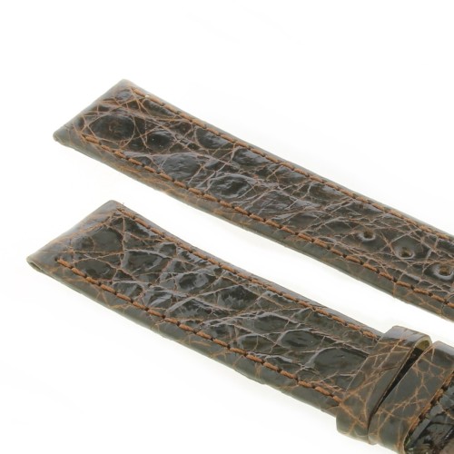Cinturino Coccodrillo Marrone Testa di Moro Lucido Piatto 18/16 mm B30B forma classica